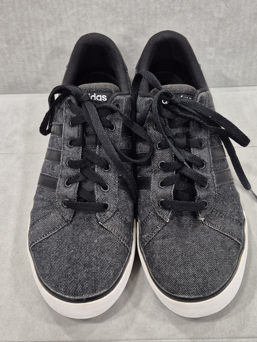 Adidas sneakers men's 11 black denim 3 stripes F76263 - Picture 3 of 9